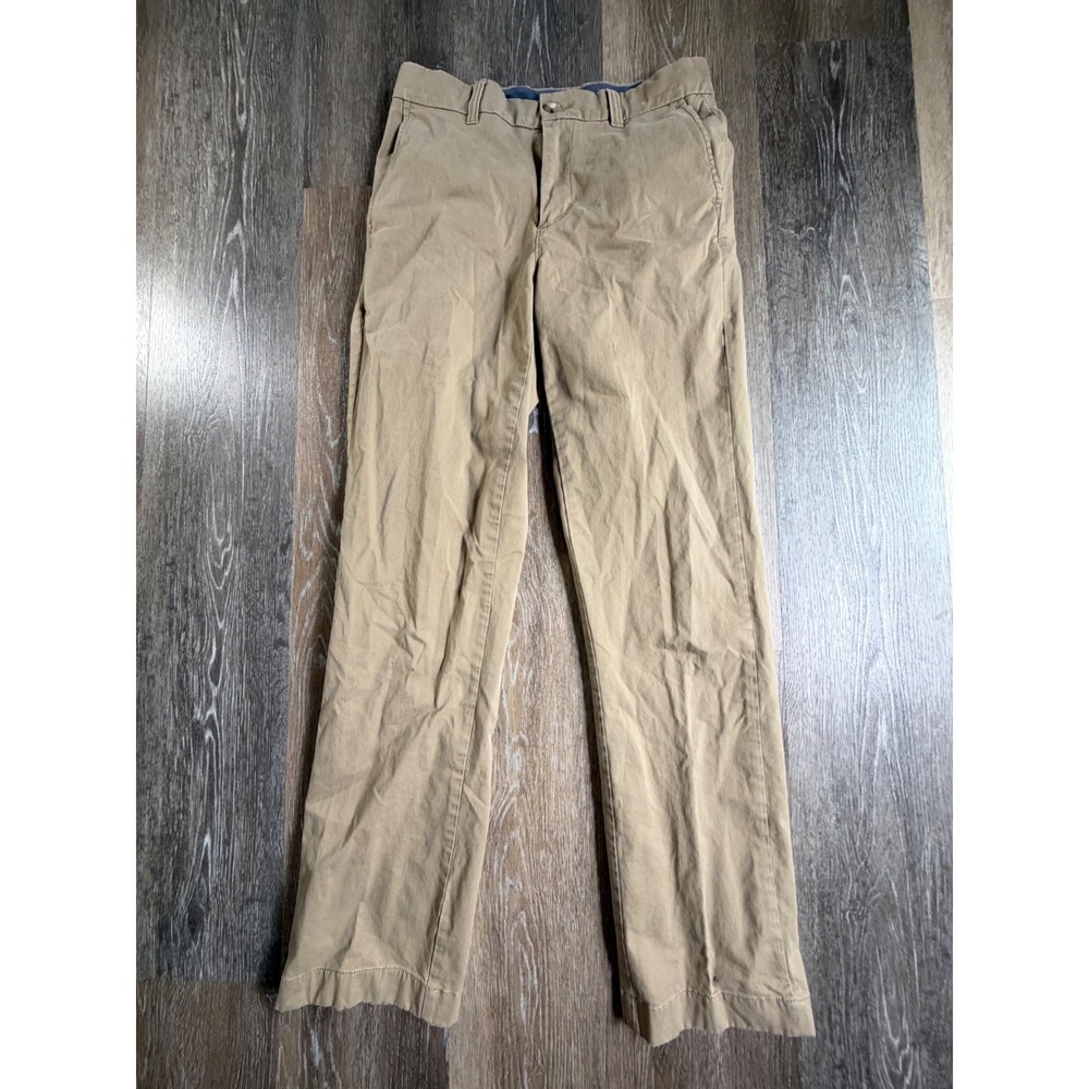 ROWM Chino Pants Mens 30x32 Tan Khaki Flat Front Cotton Blend Stretch Trousers